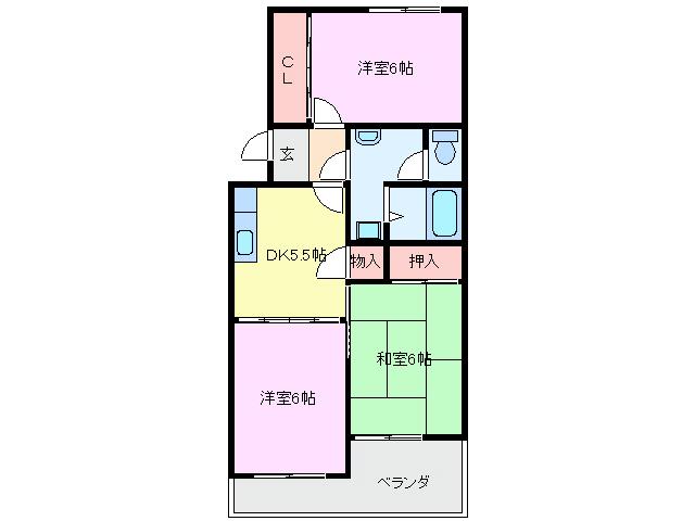 ホワイトピア江島台(3DK/2階)の間取り写真