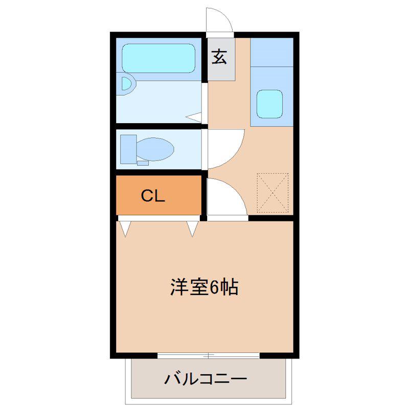 グリーンハート(1K/1階)の間取り写真