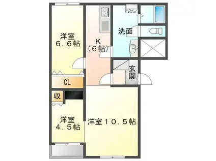 ピュアライフ勝央(2LDK/3階)の間取り写真