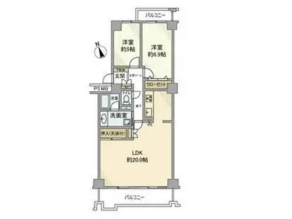 戸塚ハイライズB棟(2LDK/8階)の間取り写真