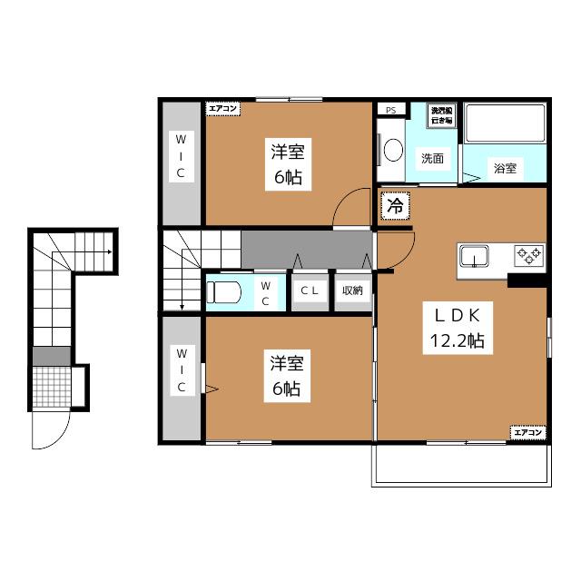 遊眠あがの(2LDK/2階)の間取り写真