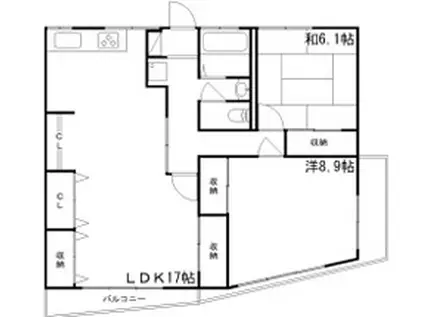 ノーブル大津(2LDK/3階)の間取り写真