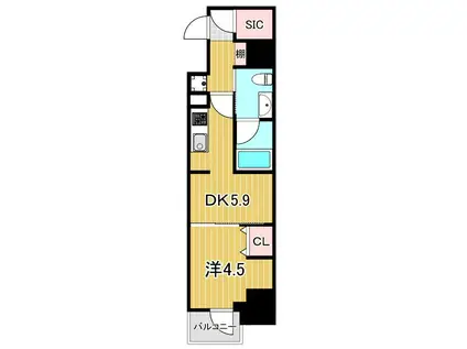 クラリティア綾瀬(1DK/5階)の間取り写真