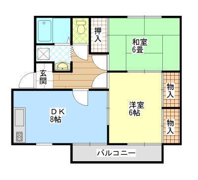 ペイザージュ エピエ(2DK/1階)の間取り写真