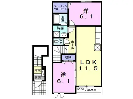 AUTHORITY K IX(2LDK/2階)の間取り写真