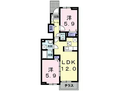 シャローム 通山(2LDK/1階)の間取り写真