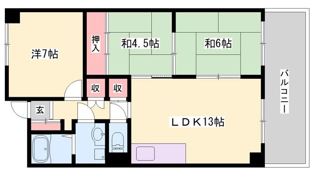 アルコ・ラ・カーサ佃町II(3LDK/5階)の間取り写真