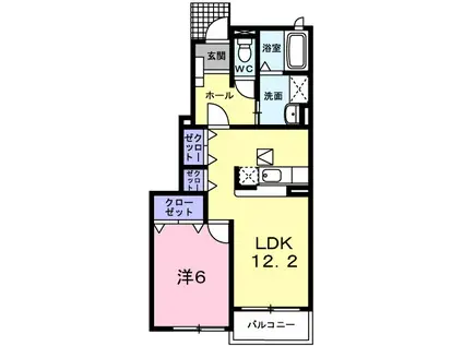 ルナパレス(1LDK/1階)の間取り写真