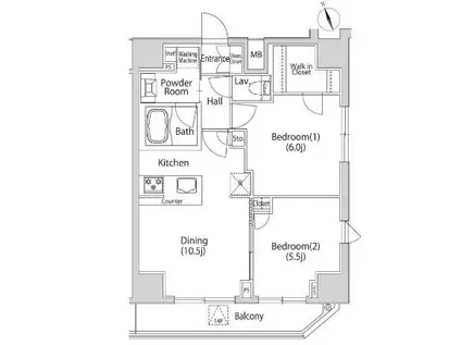 カーサスプレンディッド虎ノ門新橋(2DK/14階)の間取り写真