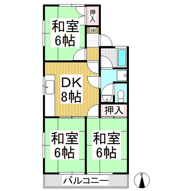 メゾンエトワール(3DK/2階)の間取り写真
