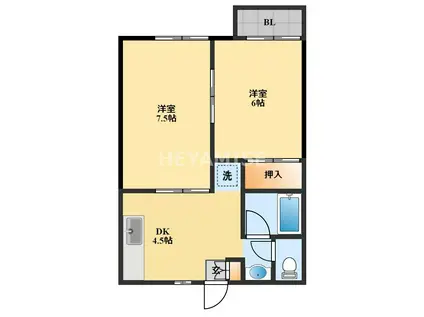 コーポラスたさき3(2DK/2階)の間取り写真