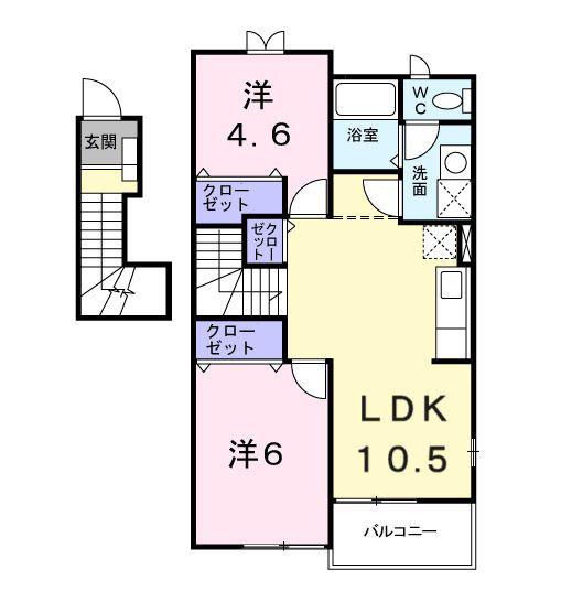ル・シエルII(2LDK/2階)の間取り写真