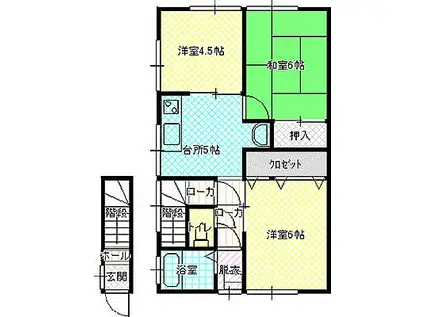 イイヅカコーポIV(3DK/2階)の間取り写真