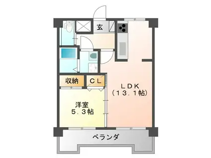 第二不二マンション(1LDK/4階)の間取り写真