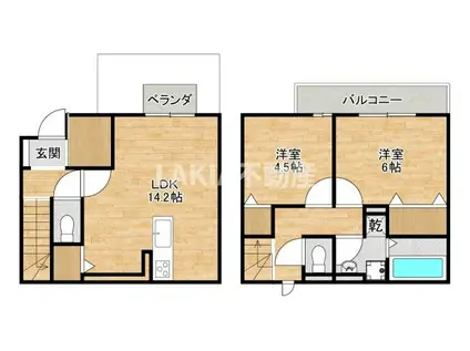 トリシアコートあべのTS(2LDK/1階)の間取り写真