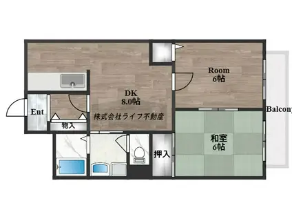 ラフォーレ高井田(2LDK/2階)の間取り写真