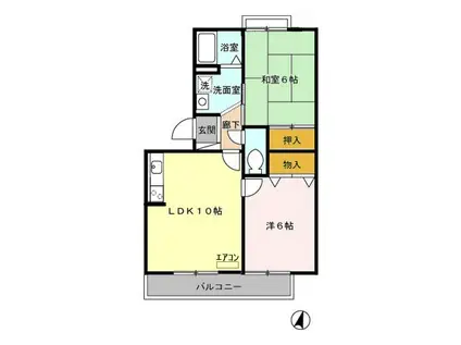 プリムヴェール壱番館(2LDK/2階)の間取り写真