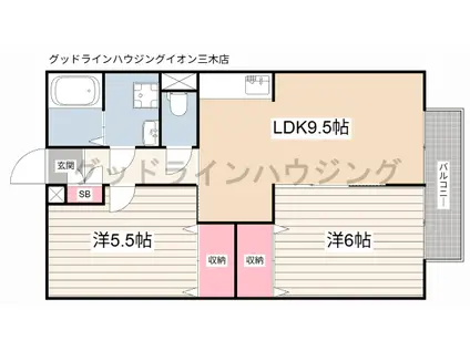 ピッケル加佐(2LDK/2階)の間取り写真