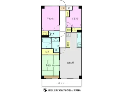 ダイアパレス朝霞(3LDK/4階)の間取り写真