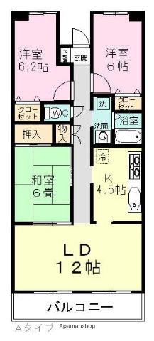 パークヒルズ和光(3LDK/6階)の間取り写真