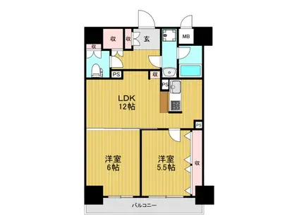 タイホウハイツ敷津4番館(2LDK/4階)の間取り写真