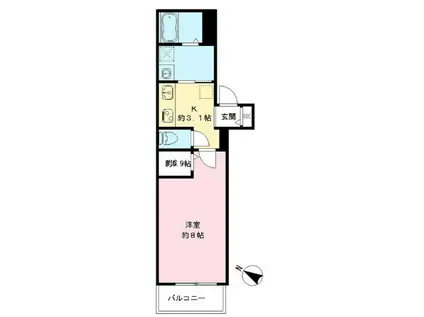 LUMORA玉南(1K/3階)の間取り写真