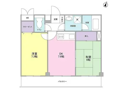 ピエール リヴィエール(2DK/4階)の間取り写真