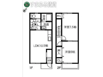 コンフォート西端(2LDK/2階)の間取り写真