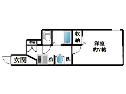ミハス用賀(1K/1階)の間取り写真