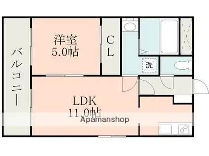 エスパシオ近見(1LDK/3階)の間取り写真