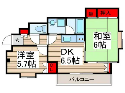 パピヨン行徳(2DK/3階)の間取り写真