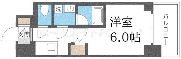 リヴェント難波ウエスト(1K/6階)の間取り写真
