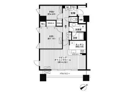 LOOP-M ループエム(2LDK/4階)の間取り写真