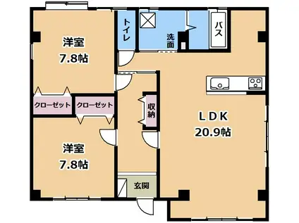 REIGRAN草津2丁目(2LDK/1階)の間取り写真