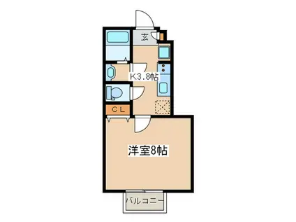 アークグレイスIII(1K/1階)の間取り写真