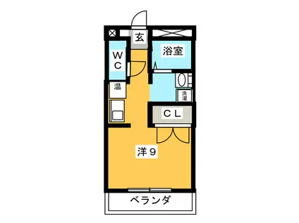 キャンパスサイド(ワンルーム/1階)の間取り写真