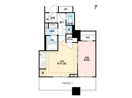 大井町 タワーマンション 高層階 眺望良好(1LDK/23階)の間取り写真