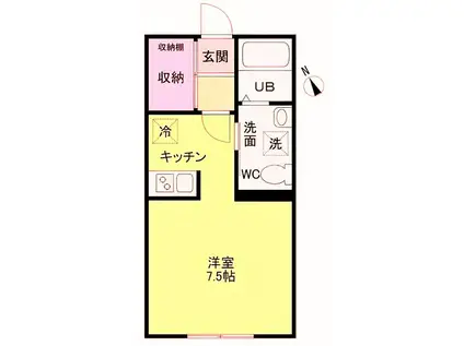 アルソスⅠ(1K/3階)の間取り写真