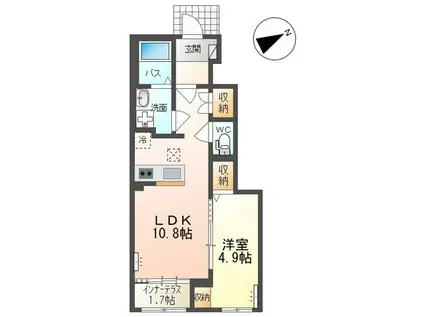 グランデールパレス(1LDK/1階)の間取り写真