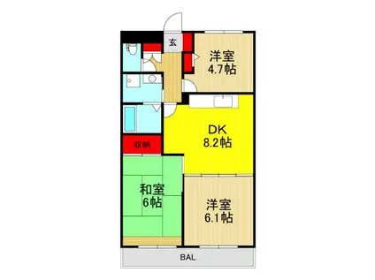 エスポワール喜沢(3DK/5階)の間取り写真