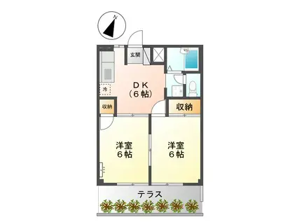 シティハイツ鵜飼 A・B(2DK/1階)の間取り写真