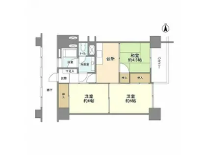 高田馬場(3K/13階)の間取り写真