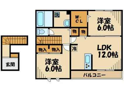 ユグドラシル調布(2LDK/2階)の間取り写真