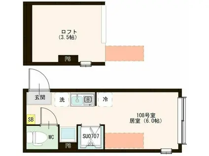 ハーモニーテラス高松I(ワンルーム/1階)の間取り写真