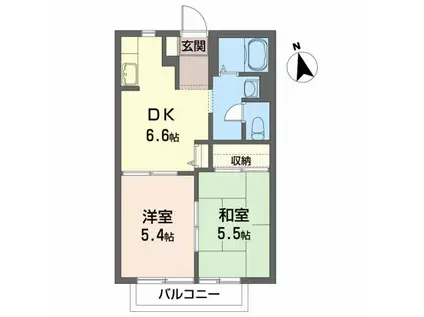 S.フラット A(2DK/1階)の間取り写真
