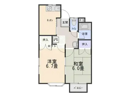 ハミング21S棟(2K/2階)の間取り写真