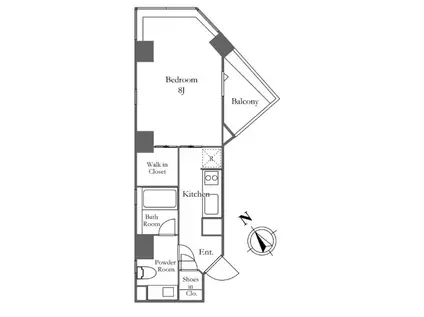 KDXレジデンス麻布仙台坂(ワンルーム/3階)の間取り写真