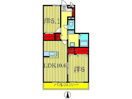 コリーヌアン(2LDK/2階)の間取り写真