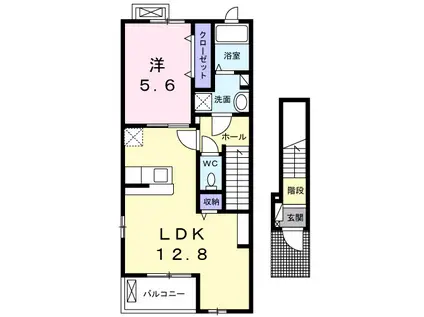 ANGE(1LDK/2階)の間取り写真