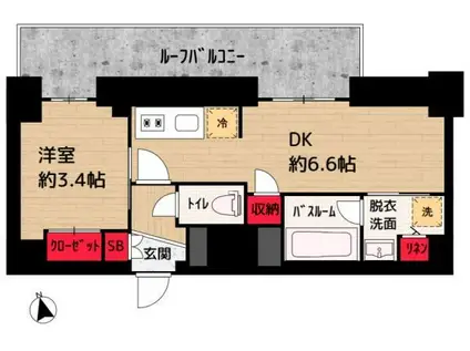 GRANDECONCIERGE 練馬中村橋ASYLCOURT(1DK/4階)の間取り写真